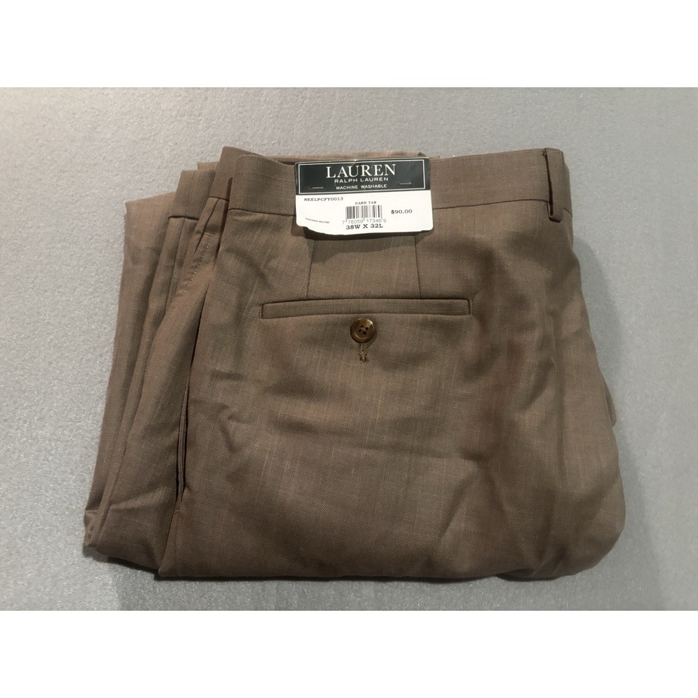 Lauren Ralph Lauren Dress Pants Men 38x32 Classic Preppy Khaki NEW